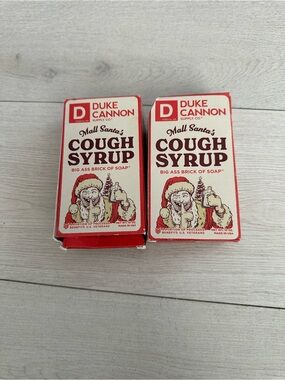 New 2 pack Duke Cannon bar soap- mall santa's caugh syrup